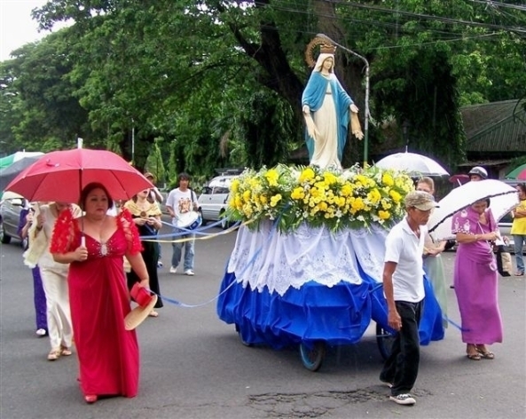 The Blessed Virgin Mary being escorted by members of the Bacolod Cultural Foundation